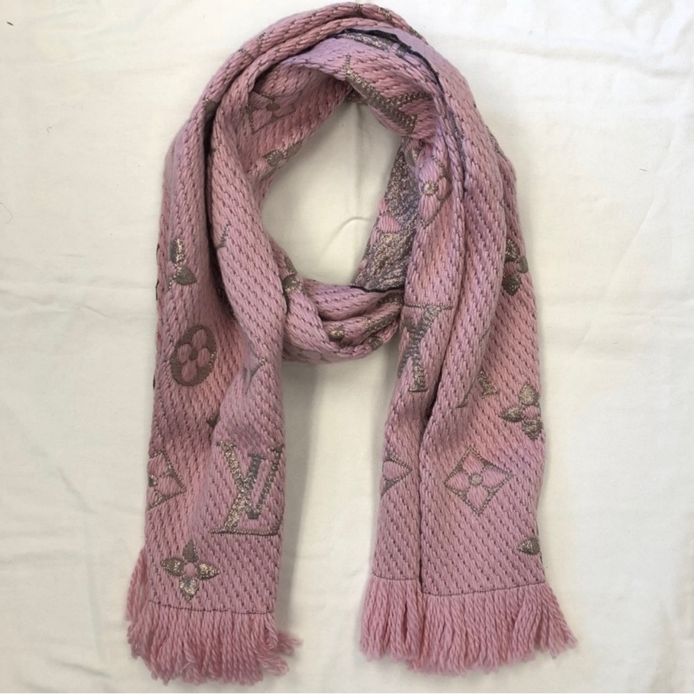 Louis Vuitton Pink Lurex Ballerina Logomania Scarf